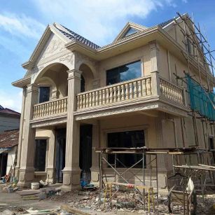 昭通 黄金麻花岗岩石材私人别墅雕花门楼柱阳台栏杆