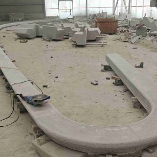 昭通 芝麻白花岗岩弧形花坛石，坐凳石