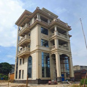 昭通 黄金麻花岗岩石材别墅外墙干挂搭配（雕花栏杆花瓶柱门楼罗马柱）