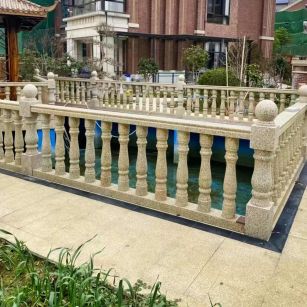 昭通黄金麻花岗岩石材栏杆，扶手，将军柱，花瓶柱