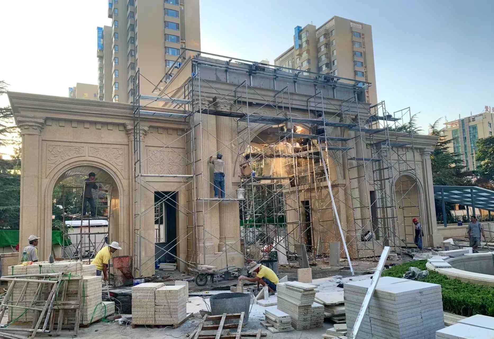 昭通 黄金麻荔枝面花岗岩小区门楼外墙干挂