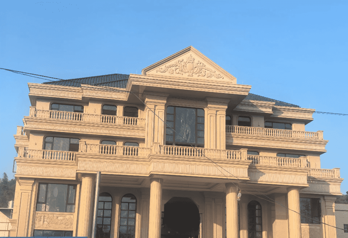 昭通黄金麻别墅外墙干挂石材效果示例